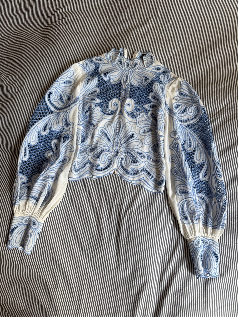 Karen Millen Lace Top NWOT - Blue and White